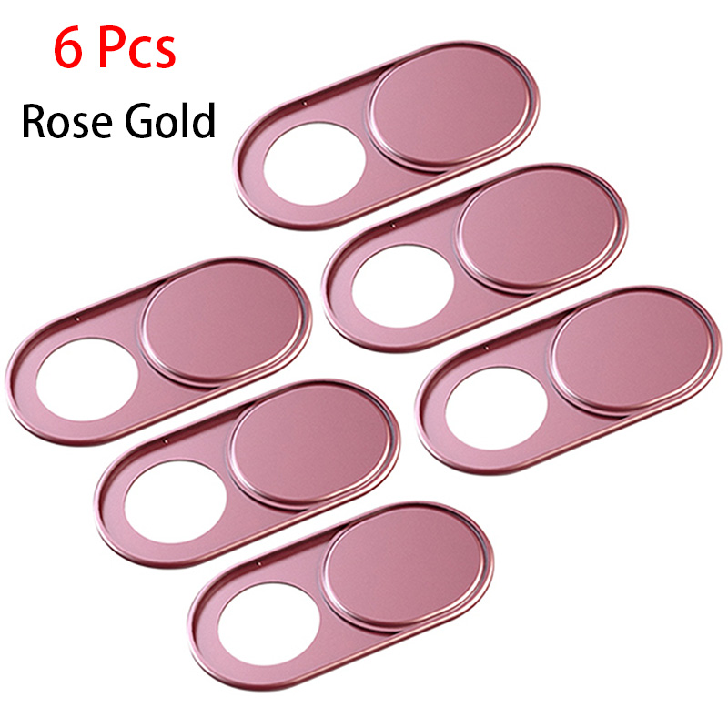 1/3/6 Pcs! Webcam Cover Anti Spy Metalen Materiaal Privacy Upgrade Telefoon Privacy Sticker Voor Iphone Smartphone Laptop Pc Tablet Len: 6PCS Rose Gold