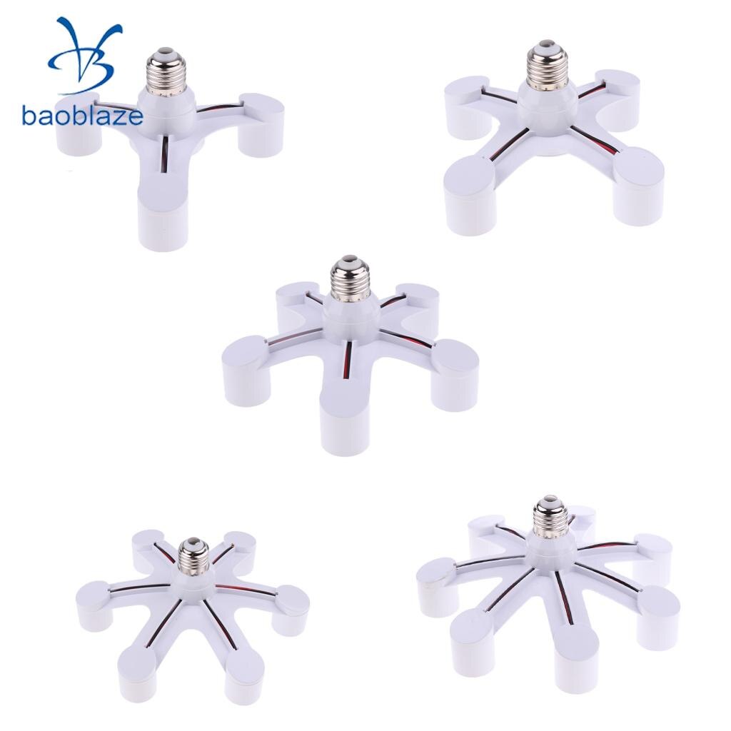 E27 Light Bulb Lamp Adapter Houder Converter Socket Base Splitter 3/4/5/6/7 In 1