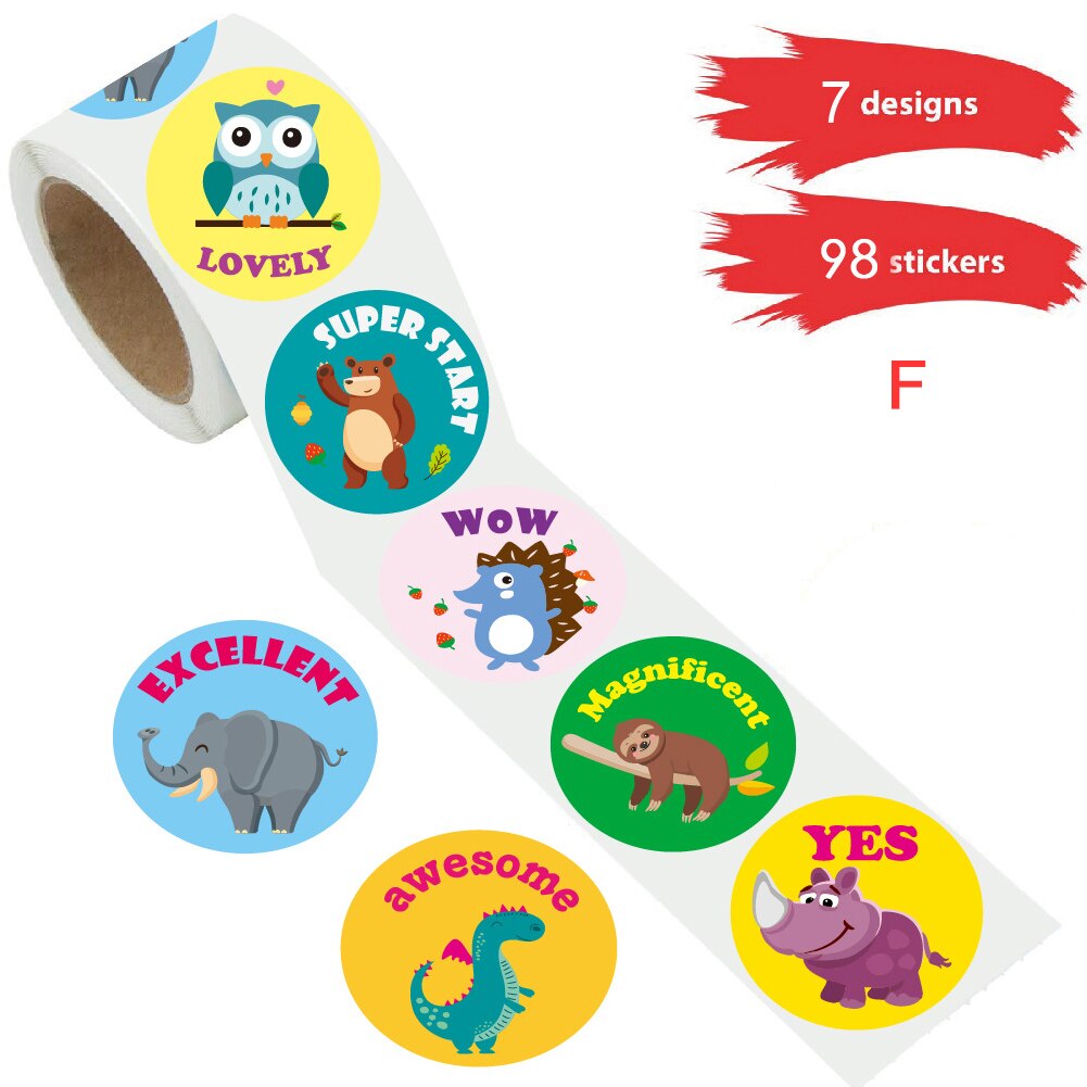 Cartoon Cute Animals Waterproof Students Reward Stickers For Kids Teachers Educational Learning Activities Motivational Portable