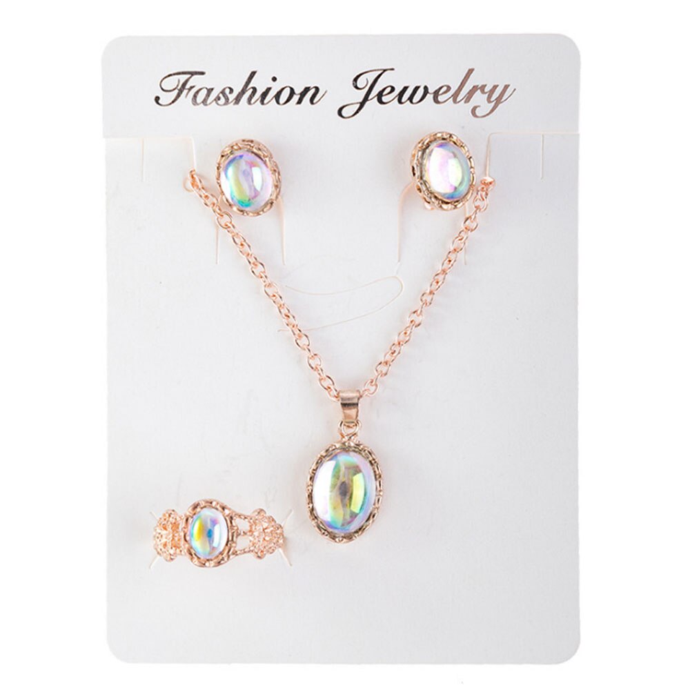 GTQ 3 Teile/satz Frauen Schmuck einstellen Weibliche Gold Farbe Luxus Opal Ring Zucht Ohrringe Anhänger Halskette Hochzeit Schmuck einstellen