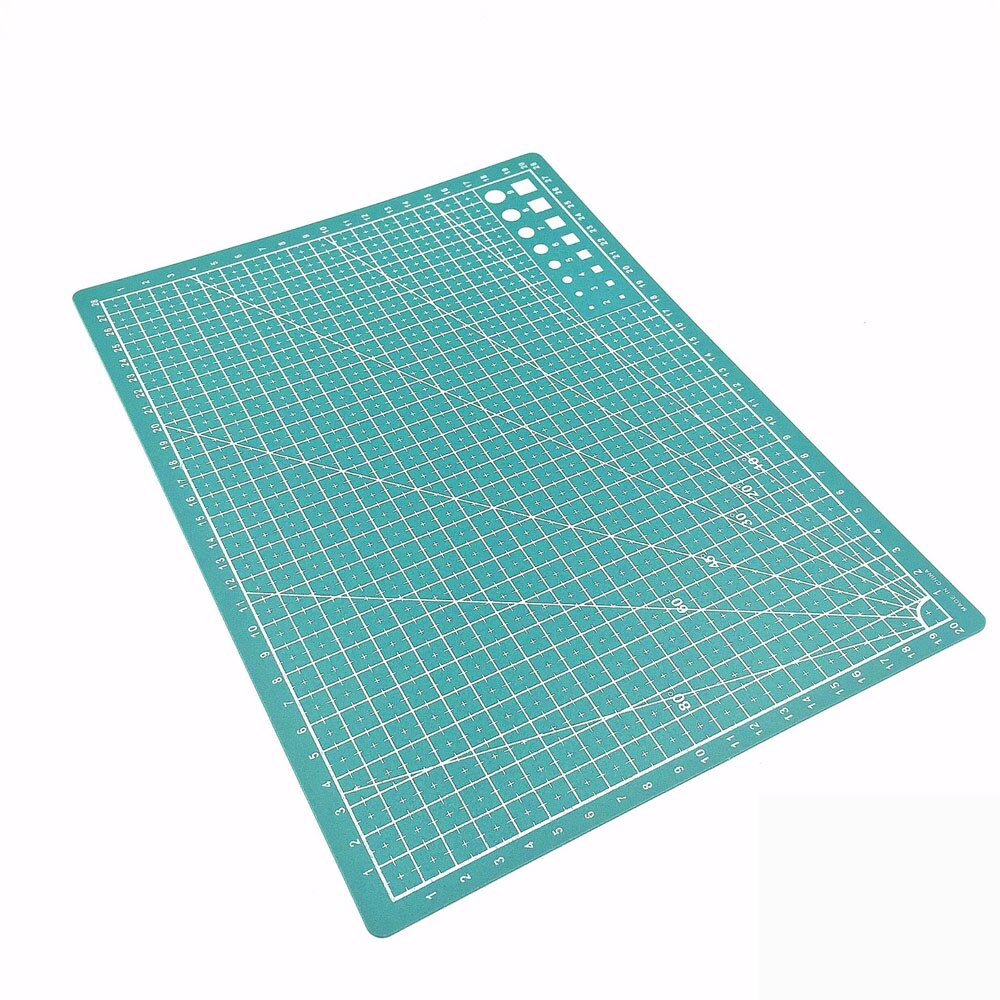 A4 Rectangle Grid Lines Cutting Mat Tool Plastic Cutting Board Mat Double-sided Cutting Pad Craft DIY Self-healing Cut Tools: green