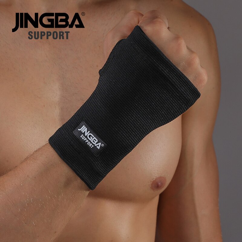 Soporte JINGBA, 1 Uds., protector deportivo para boxeo, vendaje de bandas de mano, soporte + vendaje de levantamiento de pesas, muñequera: Pure black hand band