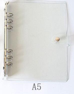 A5 A6 A7 Transparent File Folder 6 Round Ring Soft PVC Binder Loose Leaf Notebook Cover Folder Protector with Snap Button: A5