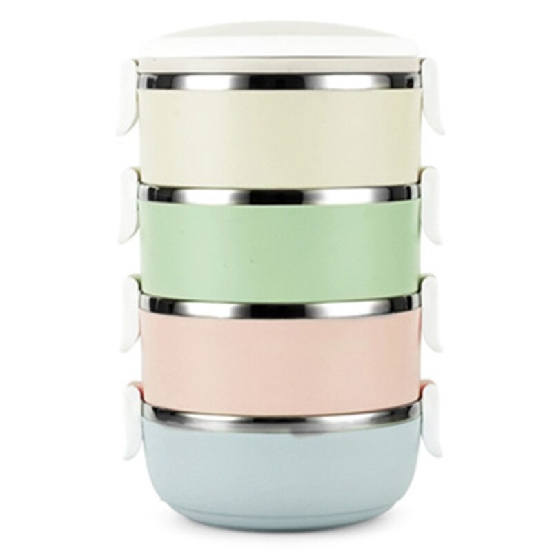 1/2/3/4 Layers Portable Stainless Steel Round Lunch Box Bento Thermal Insulated Food Storage Container Dinnerware