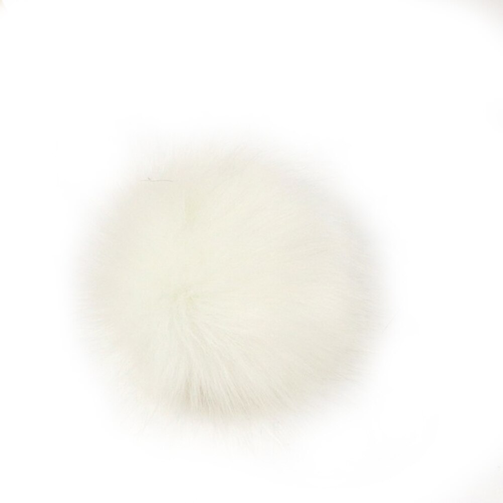 8cm fluffig päls pompom för väskor klädestillbehör antipress konstgjord polyester pom pom boll för hattar stickade mössor: Vit