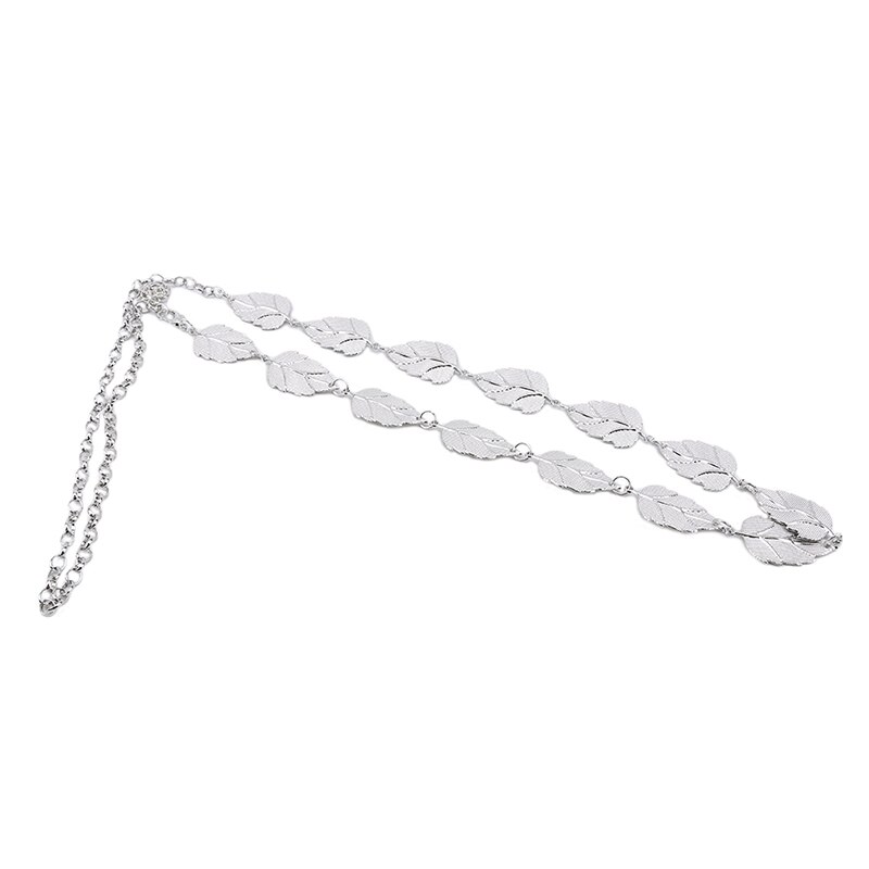 Cinturón de de de lujo hojas de Metal de oro cinturón de cadena de cuerpo de plata cinturón de mujer cinturón para vestido cinturón mujer: silver1