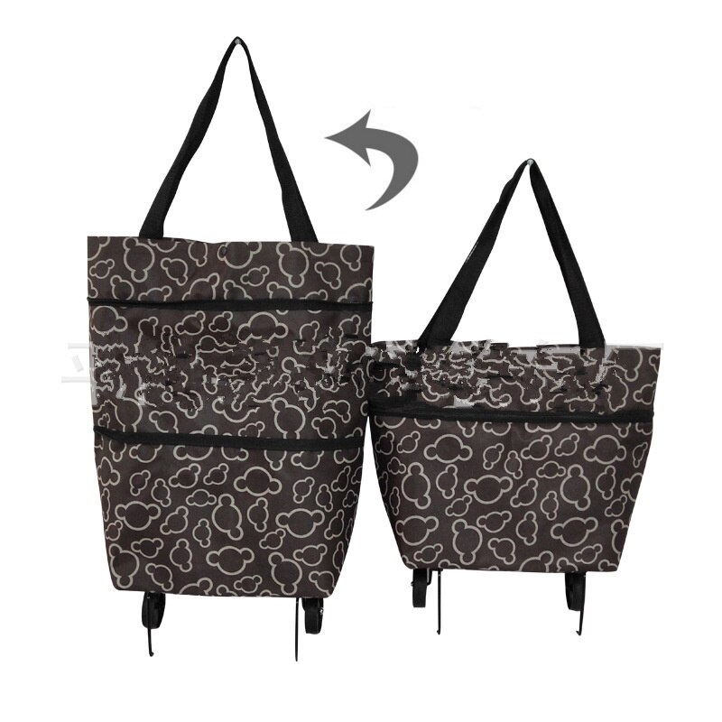 RUPUTIN Opvouwbare Boodschappentas Trolley Tassen Op Wielen Zakken Op Wielen Groenten Winkelen Organisatoren Draagbare Tassen: Mickey