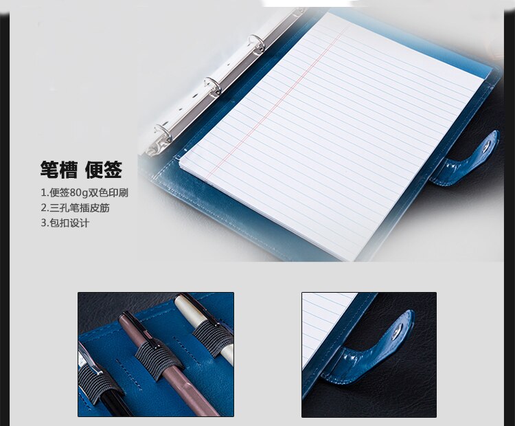 A4 pu lædermappe padfolio multifunktionsplanlægger notesbog  a4 filmappe med lommeregner ringbindelås kontorforsyning 1092