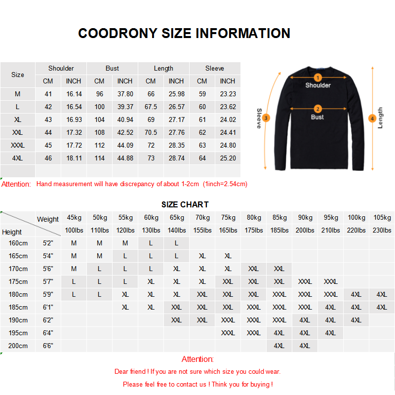 Coodrony mærke sweater mænd streetwear henry collar pull homme efterår vinter strik pullover herre  c1096