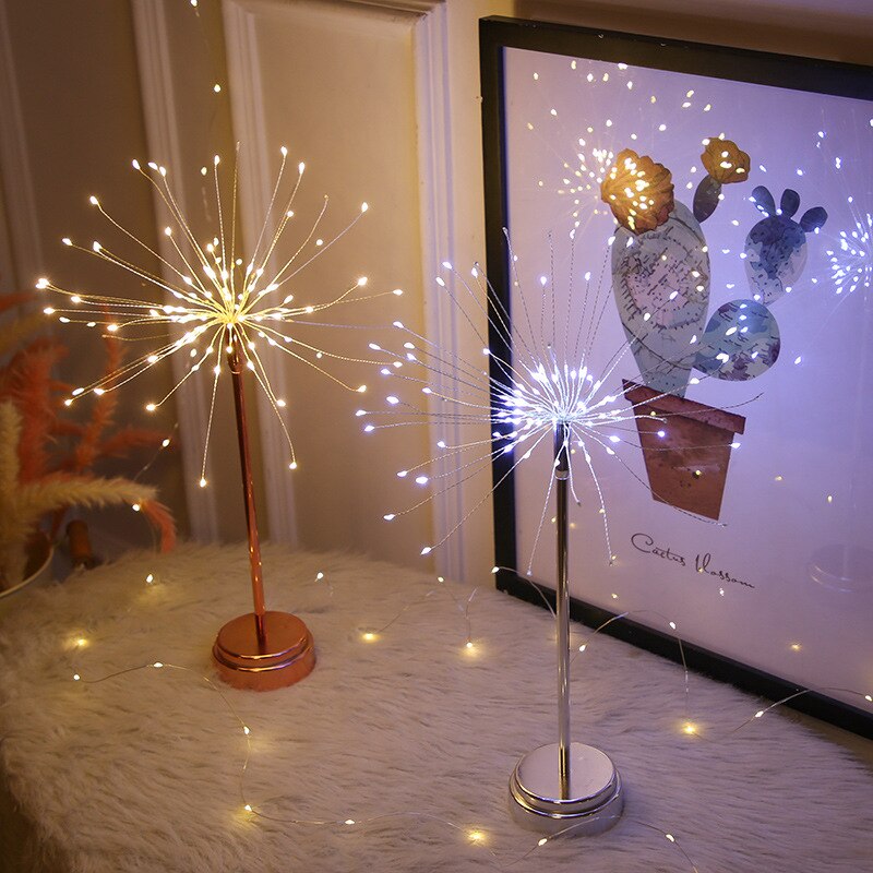 LED Explosion Table Night Light Dandelion Shape Fireworks Light For Children Bedroom Wedding Christmas Party Decoration Lamp