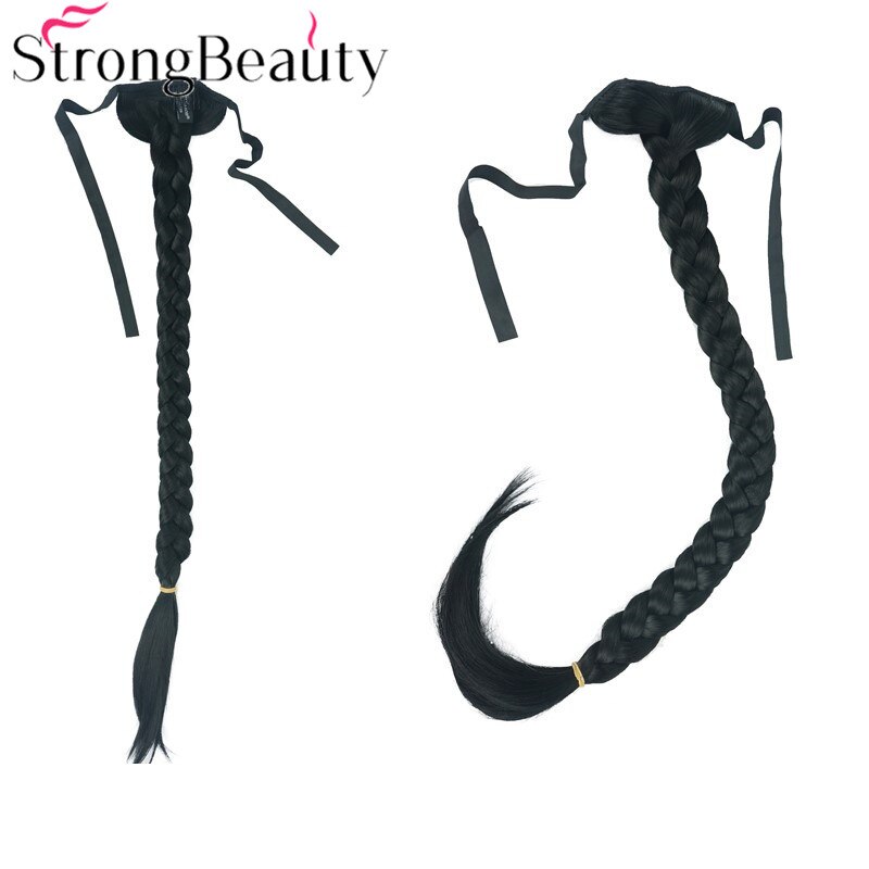 Strongbeauty lang fiskehale fletning hestehale forlængelse syntetisk bindebånd hårstykke 16 farver: 1