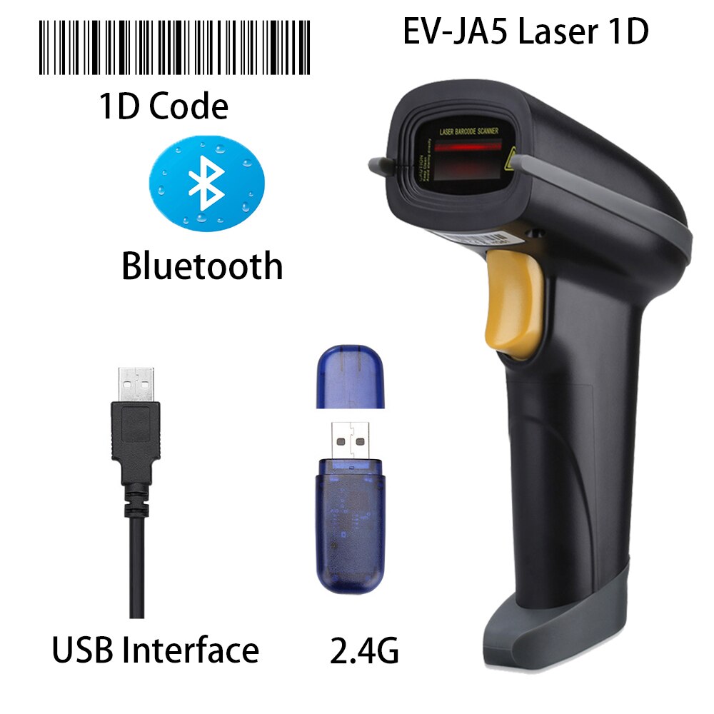 Evawgib 1D 2D PDF417 Barcode Scanner Usb 2.4G 433Mhz Bluetooth Barcode Scanners Handheld Barcode Reader Goedkope Barcode Scanner: EV-JA5(Laser 1D)