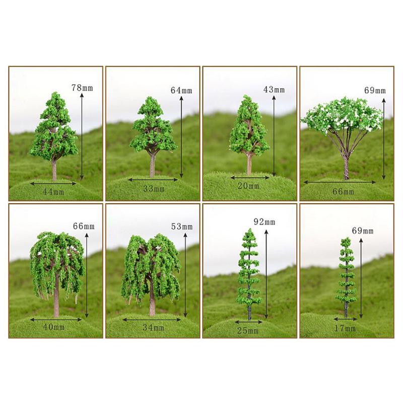 Kunstmatige Mini Boom Planten Miniatuur Tuin Landschapsarchitectuur Decor Simulatie Plastic Boom Huis Model Grote Maat 78x44mm