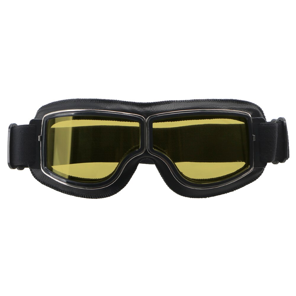 Leepee steampunk hjelm briller vintage motorcykel briller motorcykel briller beskyttelsesudstyr vindtæt motocross brille maske: Gul linse