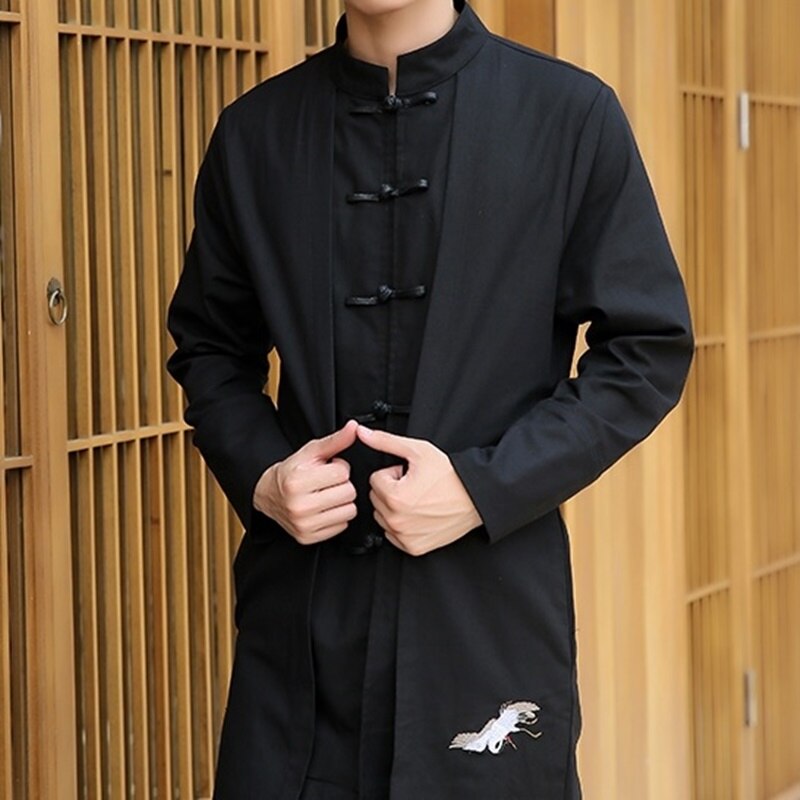 Abrigo chino tradicional para hombre, prendas de vestir exteriores, abrigo oriental, gabardina, ropa de gabardina, TA198,