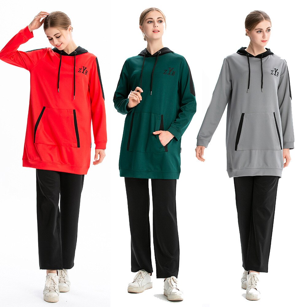 Moslim sportkleding trainingspak dames katoenen tweedelig set hoodie joggingbroek sporttops broeken kleding pakken