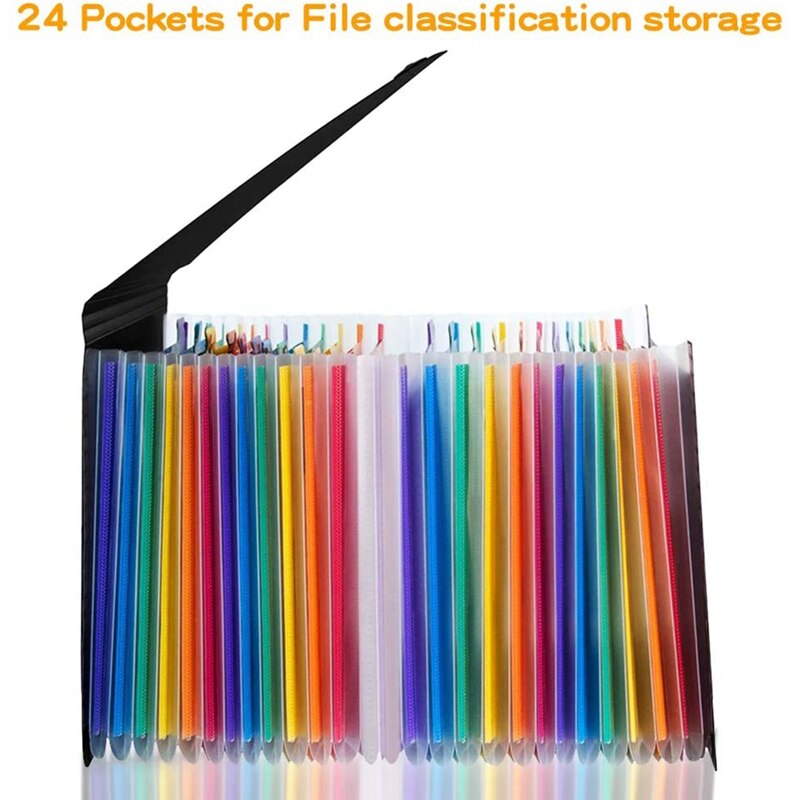 24 Compartments Document Folder, Sorting Folder with Lid, Expandable File Folder, Document Organizer for Filing
