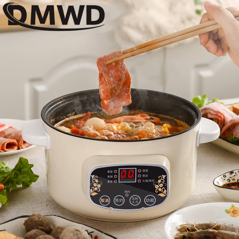 DMWD Multifunctional Electric Cooker Heating Pan Electric Cooking Pot Machine Hotpot Noodles Eggs Soup Steamer mini rice cooker