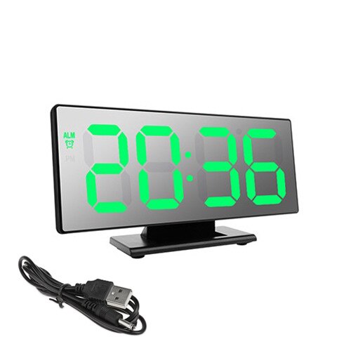 Large screen LED digital clock HD mirror bedside electronic watch ins simple bedroom alarm clock luminous mute: 2