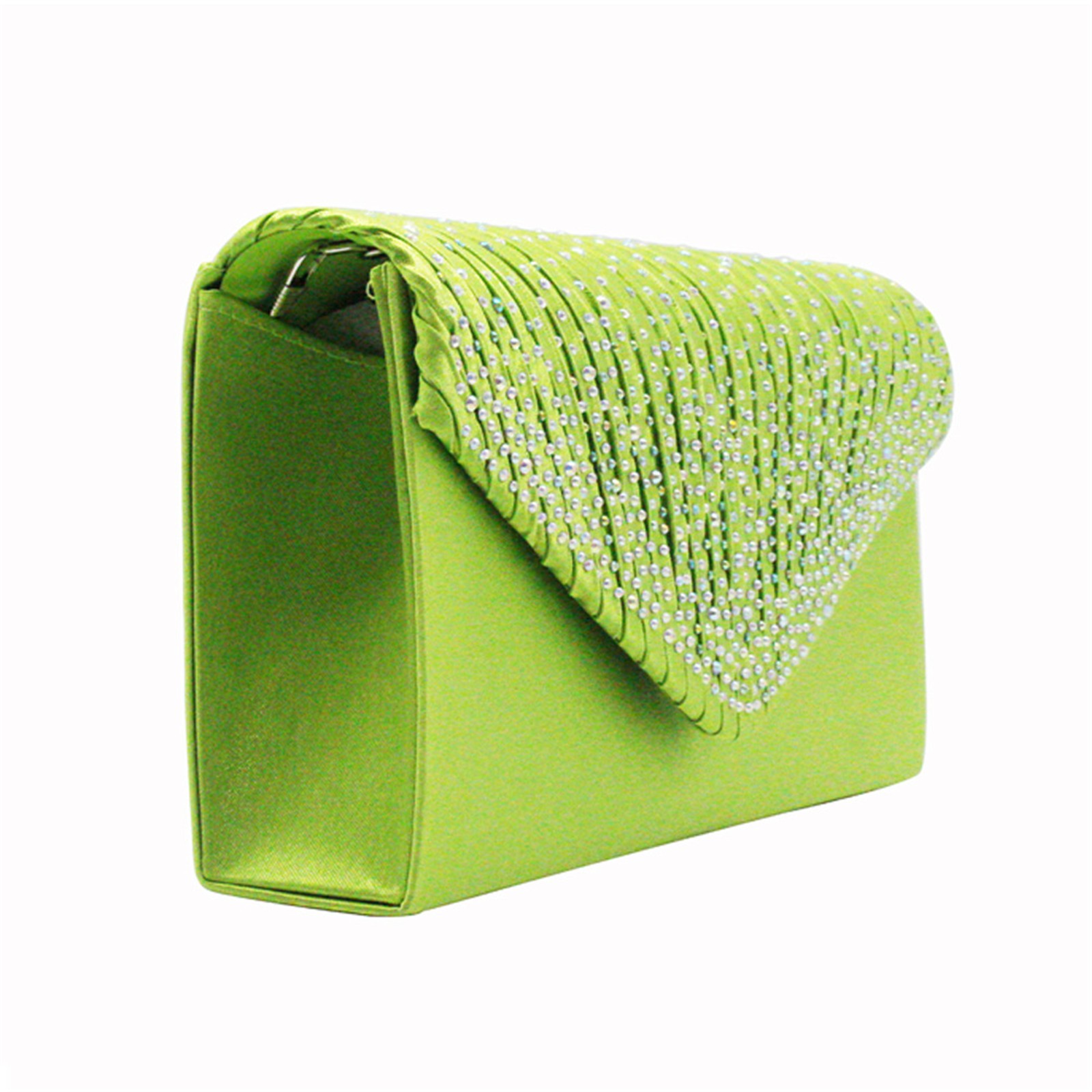 Bolsos de mano elegantes a la para mujer, bolso de hombro de satén con diamantes de imitación y cadena fina, vestido de y banquete, bolsos de noche a juego