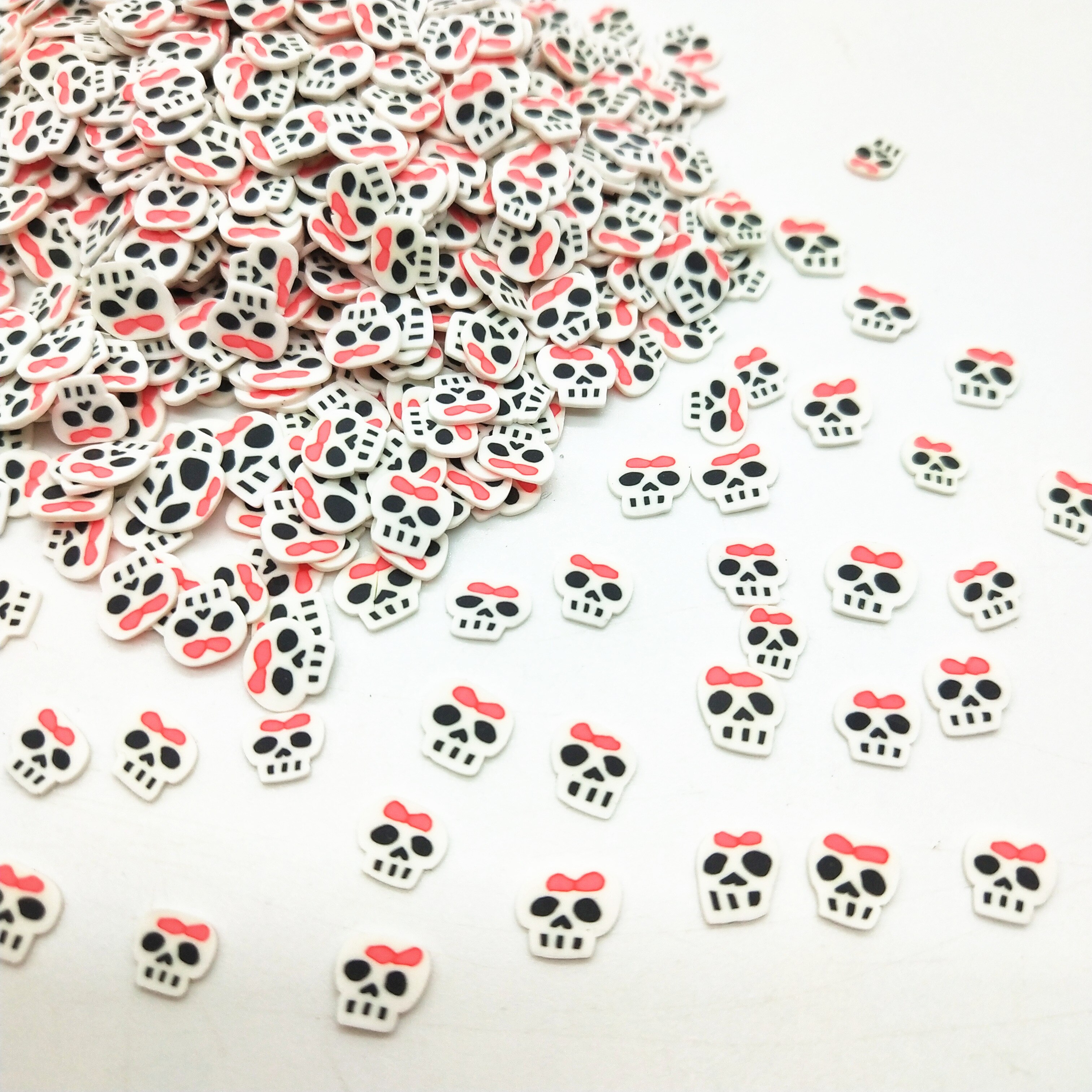 20g/lot 5mm Skull Polymer Clay Slices for DIY Crafts Plastic Klei Mud Particles Clays Skeleton Head Halloween Decoration