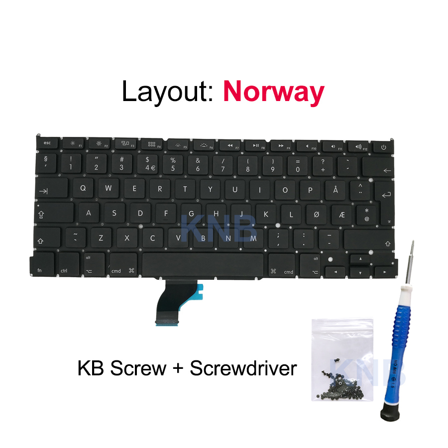 Nowy Laptop A1502 klawiatura US UK hiszpania rosyjski francuski szwajcarski włochy arabski układ dla Macbook Pro Retina 13 &quot;2013 2014 2015: Norway with Tools