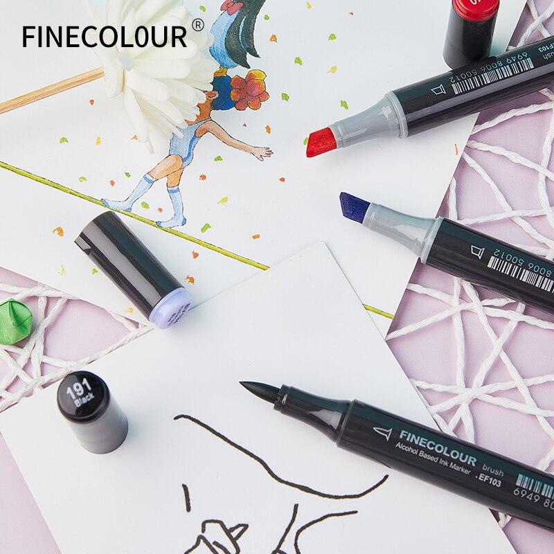 Finecolour EF103 Profession Alcohol Based Art Markers Oily Soft Double-Headed Sketch Markers Artist Manga Art School Supplies