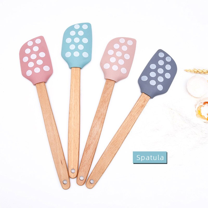 Brosse à huile en Silicone, manche en bois, brosse à huile, outils de cuisson, spatule grattoir à pâtisserie, résistant à la chaleur, crème antiadhésive, couleur aléatoire, 1 pièce: random scraper