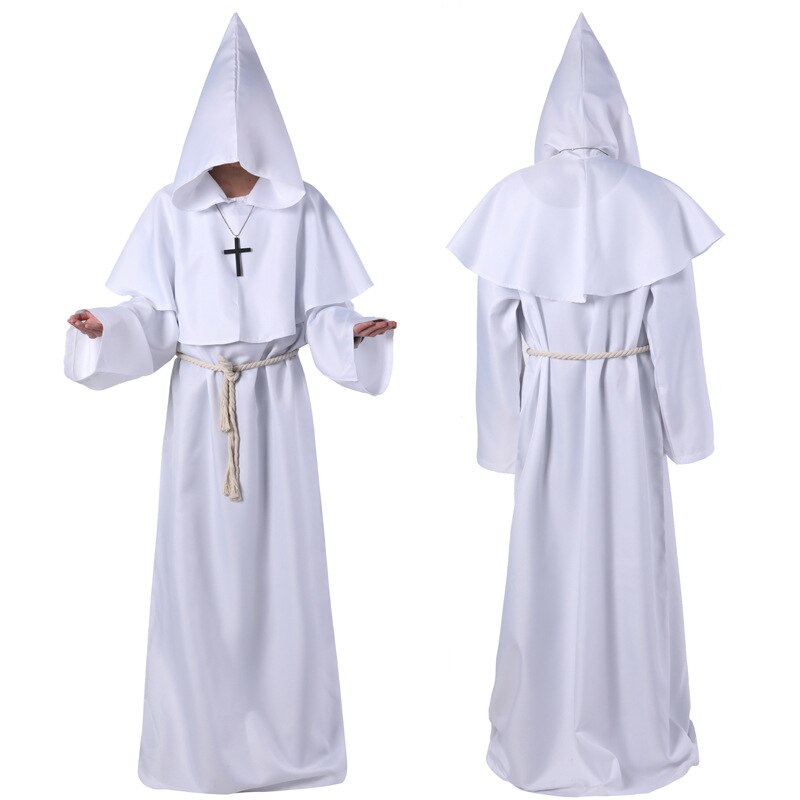 Cape de noël pour homme et femme, longue Cape, pour Halloween, Costume de Cosplay: White