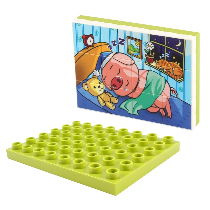 12Pcs 3D Jigsaw Cubes Puzzlesd Dier Plastic Bouwsteen Diy Embled Combinatie Puzzel Speelgoed