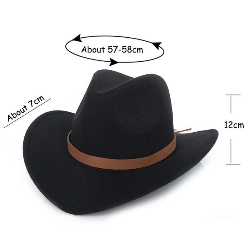 Fringed Belt Western Cowboy Hat Jazz Hat Woolen Hat Felt Hat Men Women Western Cowboy Hats Wide Brim Sunhat Panama Caps