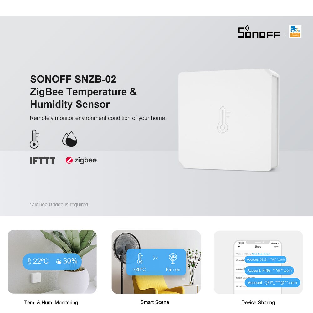 SONOFF Zigbee Bridge Hub Gateway, Zigbee Door Sensor / Temperature Humidity Sensor / Zigbe Motion Sensor, Smart Home Security