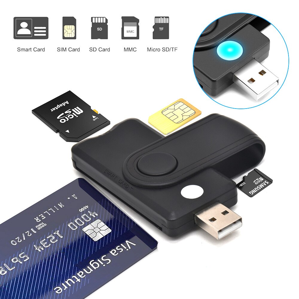 Uthai Voor Windows 7 8 10 Linux Os, Usb Sim Smart Kaartlezer, voor Bankkaart Ic/Id Emv Sd Tf Mmc Kaartlezer USB-CCID Iso 7816