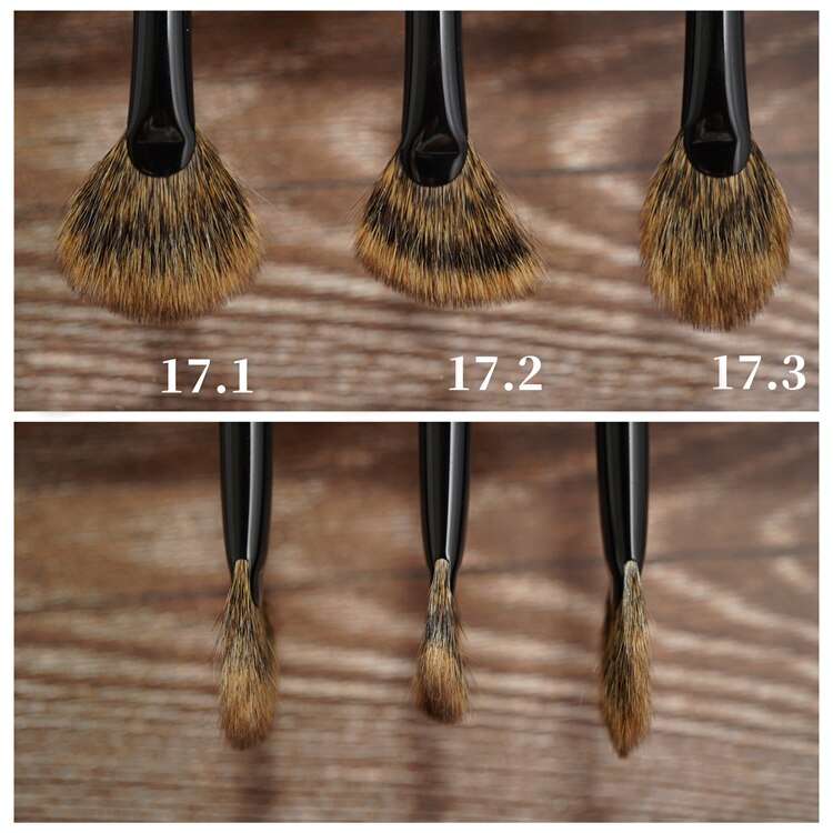 Brochas de maquillaje profesionales hechas a mano, pelo de ardilla canadiense suave, resaltador de abanico pequeño, cepillo de sombra de ojos de ébano