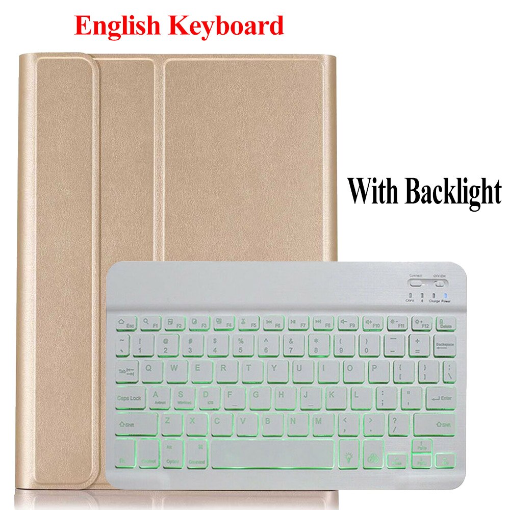 Drahtlose Tastatur Für Huawei MediaPad T3 10 9,6 zoll fallen PU Leder Tablette Abdeckung Für AGS-L09 AGS-L03 Mit Bluetooth Tastatur: Gold-Hintergrundbeleuchtung