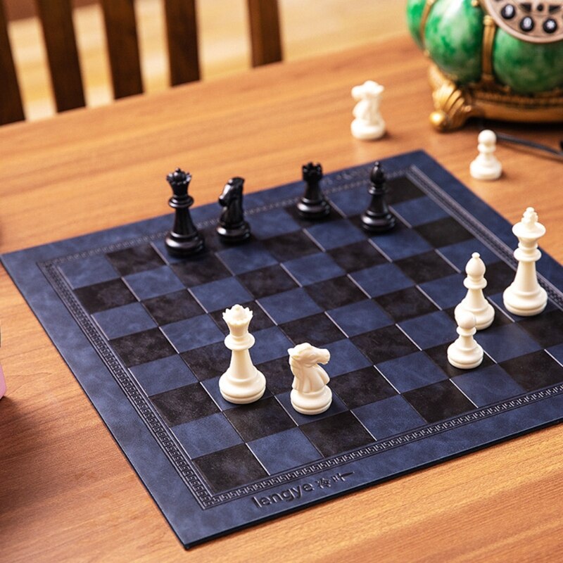 Embossed Leather International Chess Board Games Mat Checkers Universal Chessboard Birthday