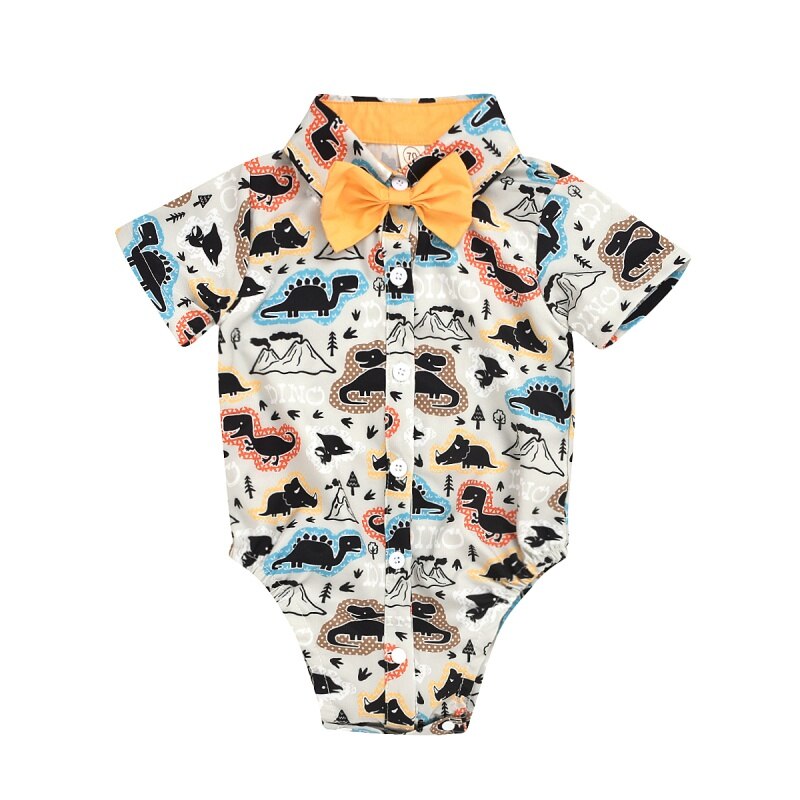 Zomer peuter jongens jumpsuit baby jongen heer strik korte mouwen romper 13: A / 12m