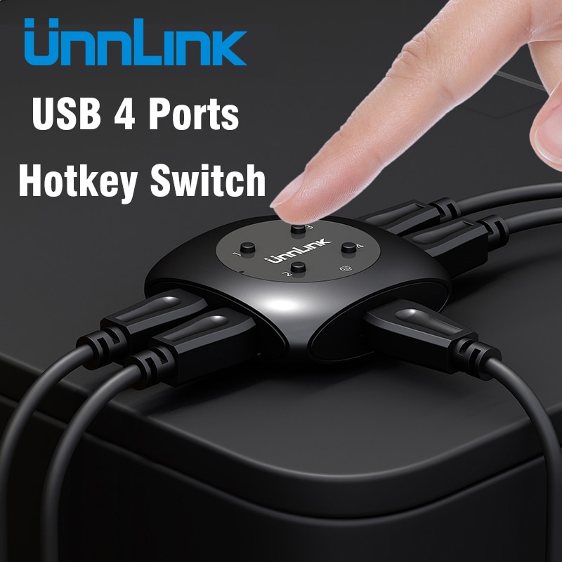 Unnlink 2/4 Ports USB Switch Selector Hotkey 2/4 PCs Computers Laptops Share USB Device Switcher Box For U Disk Scanner Printer