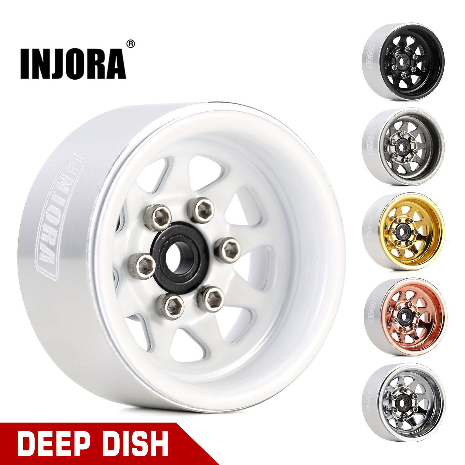 INJORA 1.0 Beadlock Velg Diepe Schotel Negatieve Offset 3,78 mm Gestempelde Stalen Naaf voor RC Crawler Auto Axiale SCX24 TRX4M (W1004)