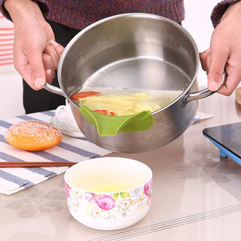 Accesorios de cocina antiderrames, antideslizamiento de silicona, para verter sopa, boquilla, embudo para ollas, sartenes, cuencos y tarros, herramienta deflectora de agua