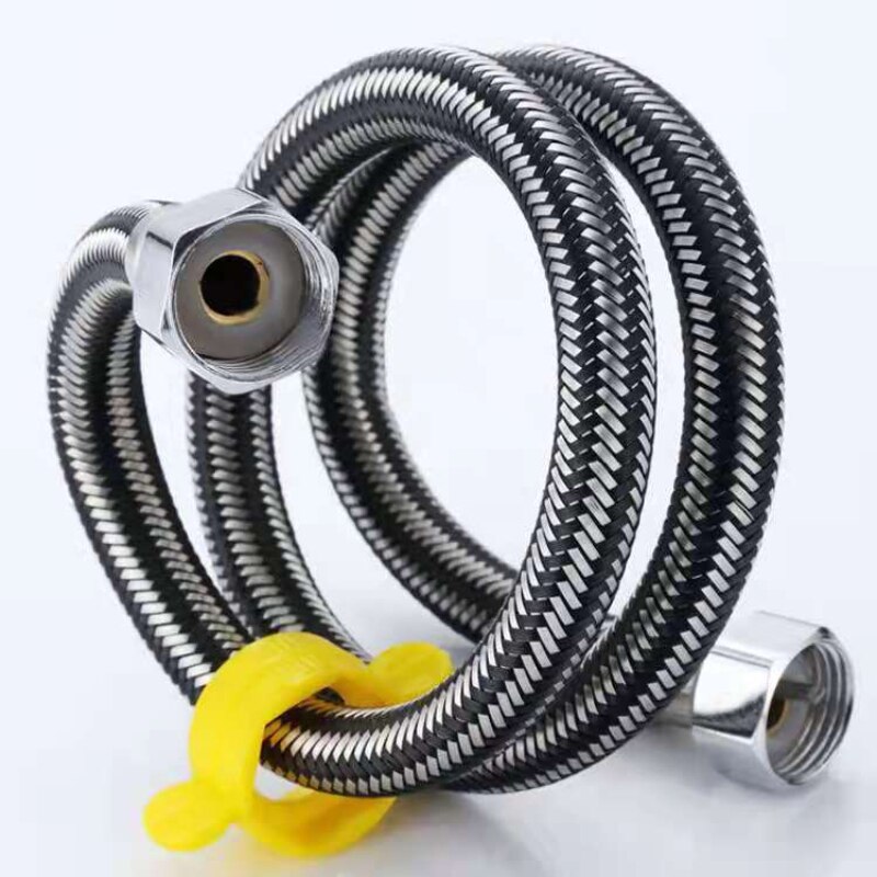 304 Stainless Steel Braided Hose Faucet Toilet Water Heater Cold High Pressure Metal Water Inlet Pipe Bathroom Accessories: black mixed stee50cm