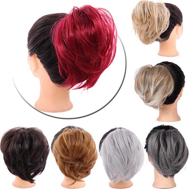 JINKAILI-Chignon à donuts souple élastique | Chignon synthétique en forme de toupet, chouchou enroulé pour Extension queue de cheval pour femmes
