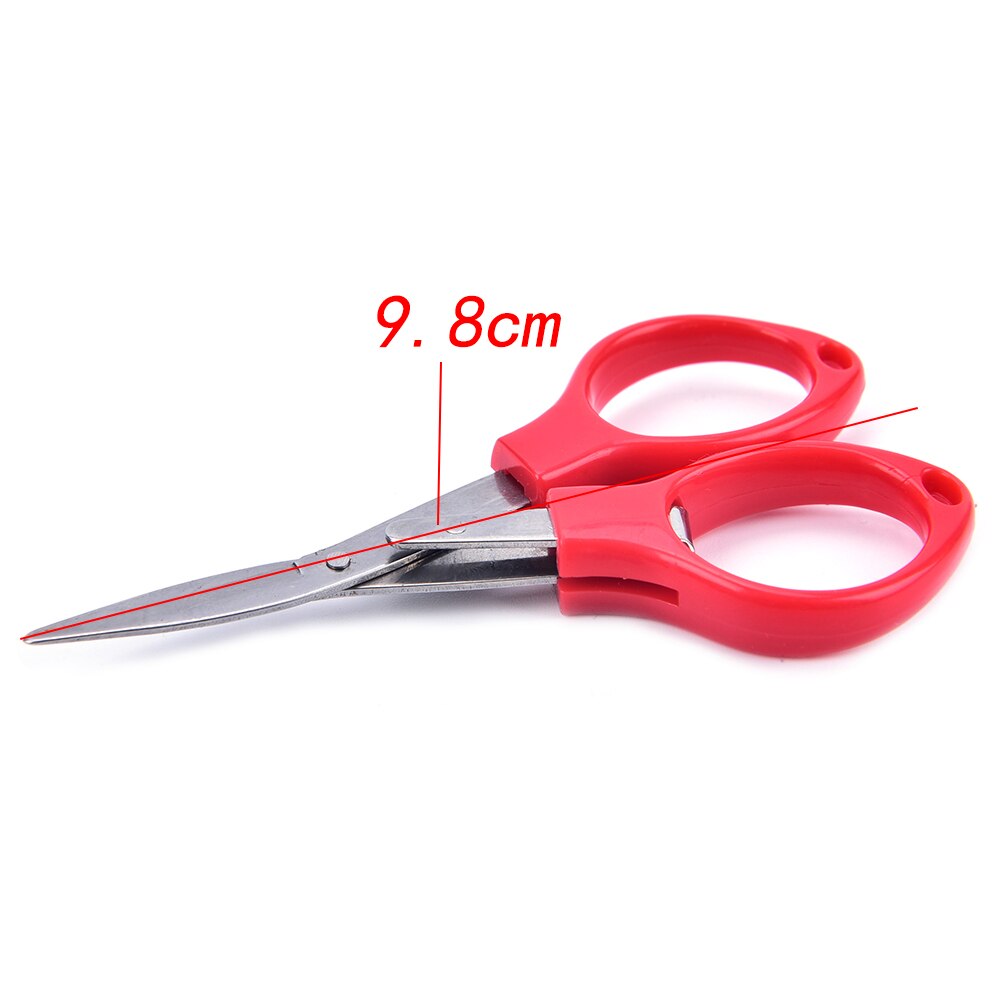 1 uds, tijeras plegables de acero inoxidable, llavero de tijera de pesca, minicortador de Camping, papelería escolar, al azar