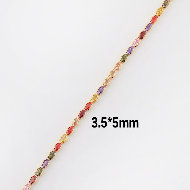 Gold Color 1 Row Shiny Colorful Neon Rainbow Iced Out Zircon Charm Thin CZ Tennis Chain 33+7CM Women Choker Necklace: rainbow cz 3.5mm