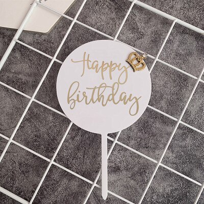 Gelukkige Verjaardag Cake Topper Met Kroon Acryl Cake Toppers Verjaardag Party Dessert Decoratie Voor Baby Shower Bakken Levert: 3