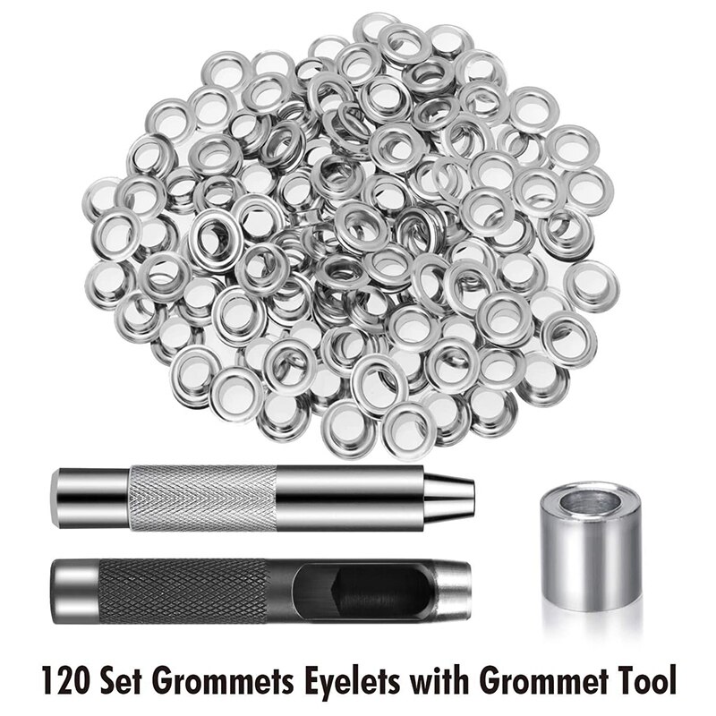 120 Sets 1/2 Inch Grommet Eyelets Kit Include Grommets Eyelets and Grommet Setting Tool with Storage Box