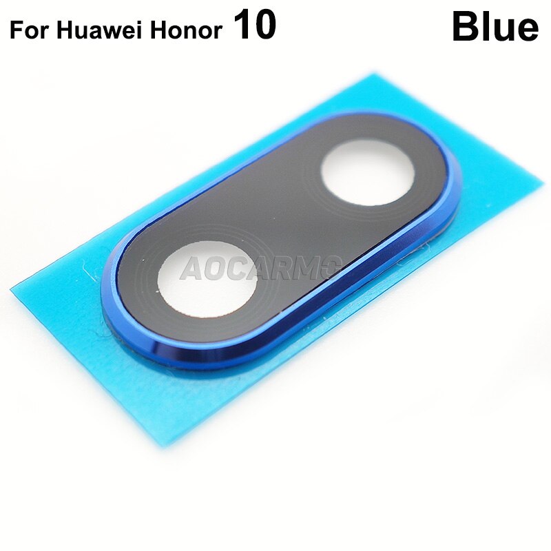 Aocarmo Voor Huawei Honor 10 /10 Lite Belangrijkste Camera Lens Rear Back Camera Lens Glas Met Frame Ring Cover sticker: 10 --Blue