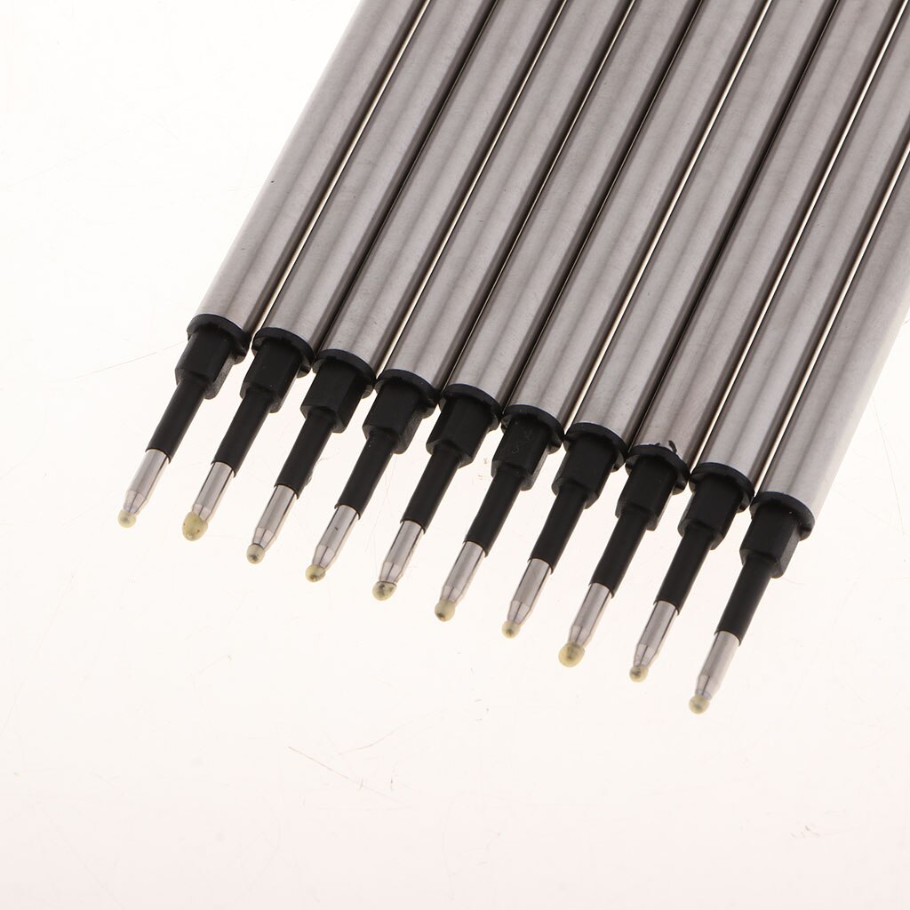 Recambios de bolígrafo de Metal, recambio de bolígrafo de tinta negra, 10 unids/paquete