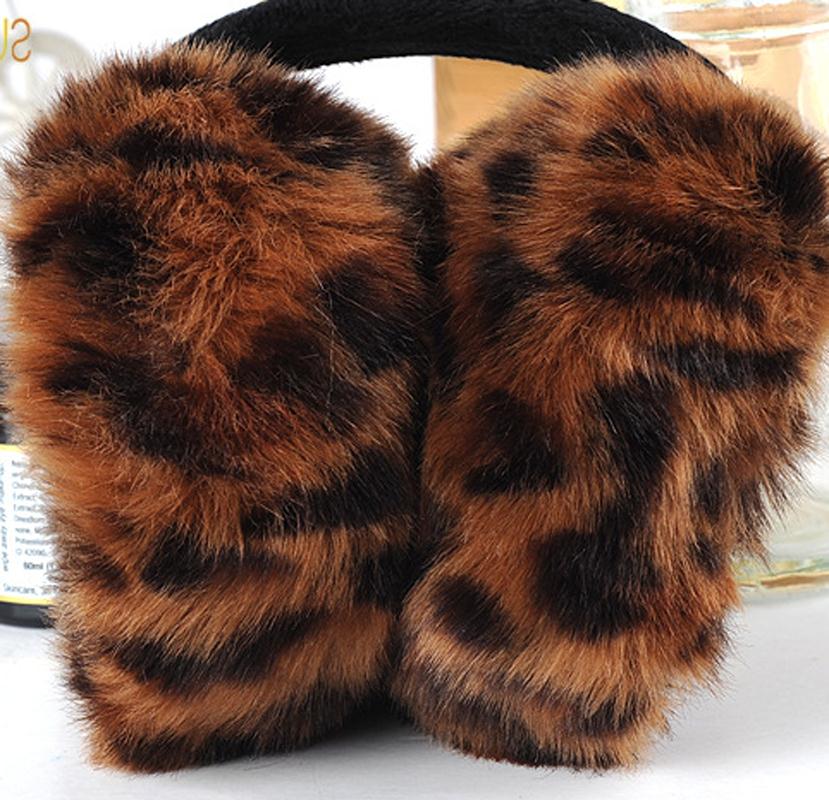 Orejeras de lana de leopardo de estilo femenino, banda de envoltura para las orejas, calentador, cómodo, cálido,