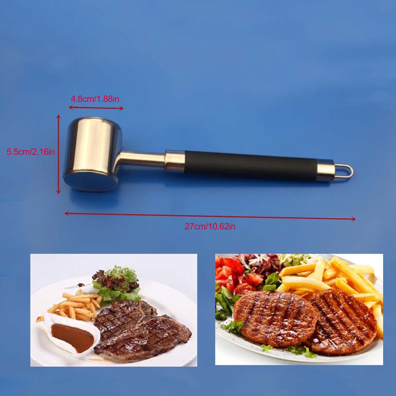 Martillo ablandador de carne mazo herramienta para golpear carne de vacuno, filete, pollo, cerdo, acero inoxidable martillo de carne herramienta de cocina